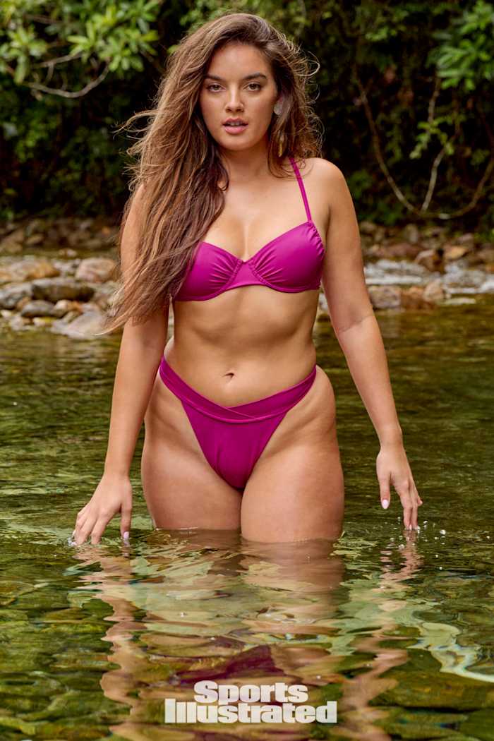 Natalie Mariduena was photographed by Yu Tsai in Belize. Swimsuit by Divine Feminine Intimates. Earrings by Viktoria Hayman.